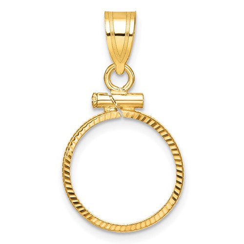 14k Yellow Gold Diamond-cut Screw-top Bezel for 1/20 Oz Panda Coin