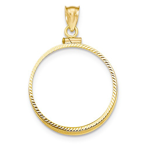 14k Yellow Gold Diamond-cut Screw-top Bezel for 1/2 Oz Panda Coin
