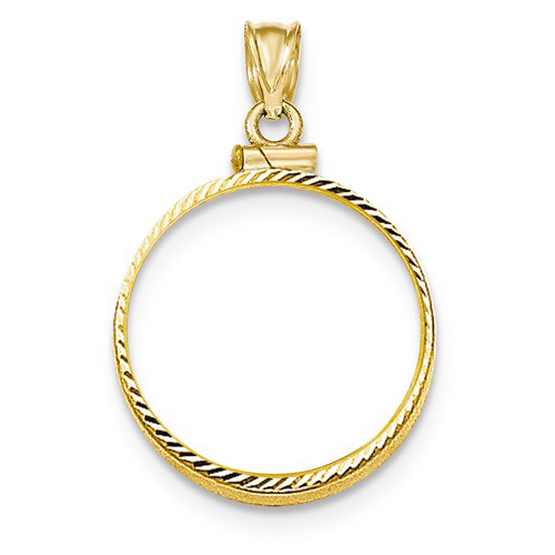 14k Yellow Gold Diamond-cut Screw-top Bezel for 1/4 Oz Panda Coin