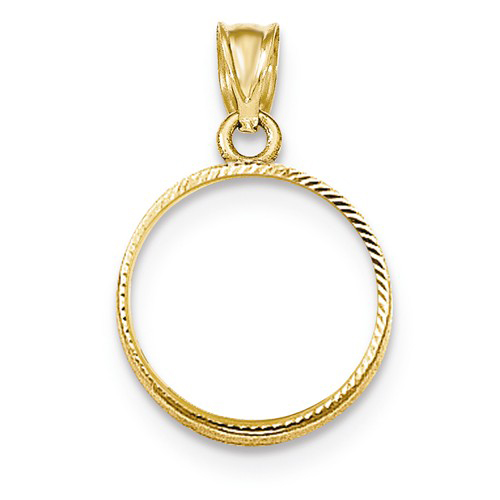 14k Yellow Gold Diamond-cut Bezel for 1/10 Oz Panda Coin 50 Yuan