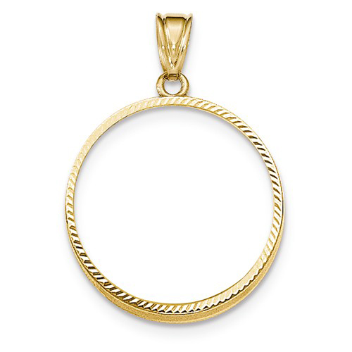 14k Yellow Gold Diamond-cut Bezel for 1/2 Oz Panda Coin 200 Yuan