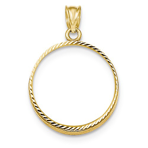 14k Yellow Gold Diamond-cut Bezel for 1/4 Oz Panda Coin 100 Yuan