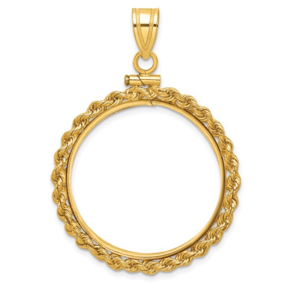 14kt Yellow Gold Screw Top Rope Bezel for Ten Dollar US Coin