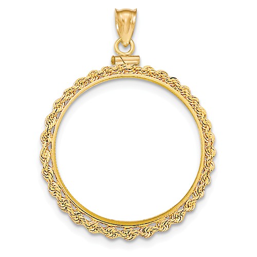 14kt Yellow Gold Polished Screw Top Bezel for Double Eagle US Coin