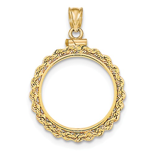 14k Yellow Gold Rope Screw Top Bezel for Five Dollar US Coin