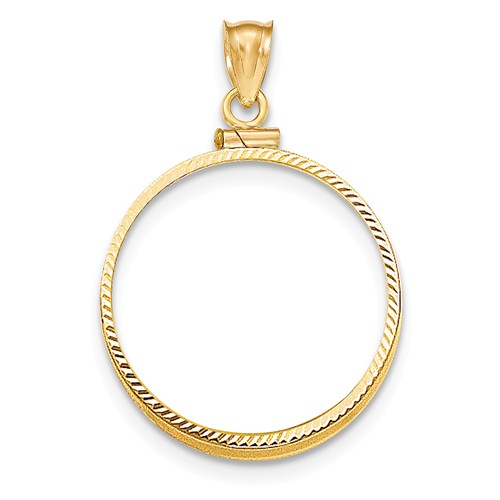 14kt Yellow Gold Diamond-cut Screw Top Bezel for Ten Dollar US Coin