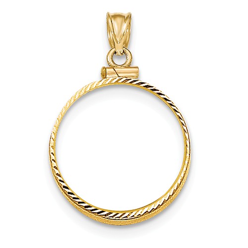 14kt Yellow Gold Diamond-cut Screw Top Bezel for Five Dollar US Coin