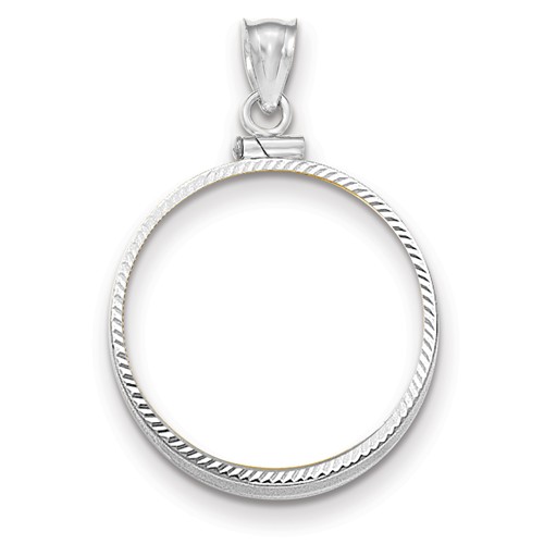 14kt White Gold Diamond-cut Screw Top Bezel for Ten Dollar US Coin