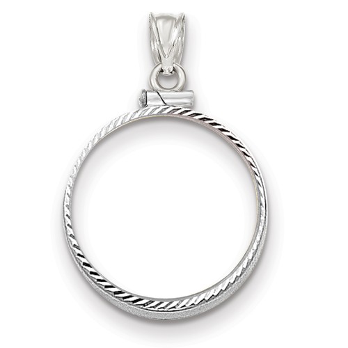 14kt White Gold Diamond-cut Screw Top Bezel for Quarter Eagle US Coin