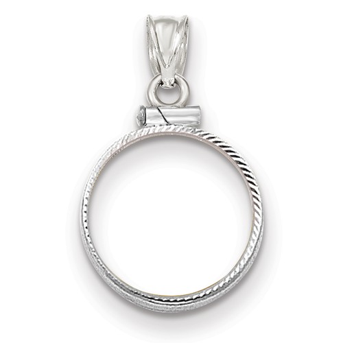 14kt White Gold Diamond-cut Screw Top Bezel for Five Dollar US Coin
