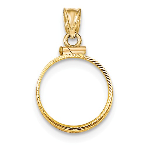 14kt Yellow Gold Diamond-cut Screw Top Bezel for Quarter Eagle US Coin