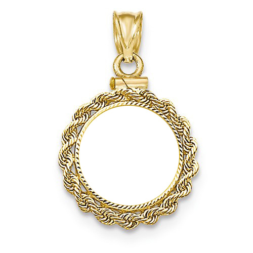 14kt Gold Diamond-cut Rope Screw Top Bezel for One Dollar US Coin