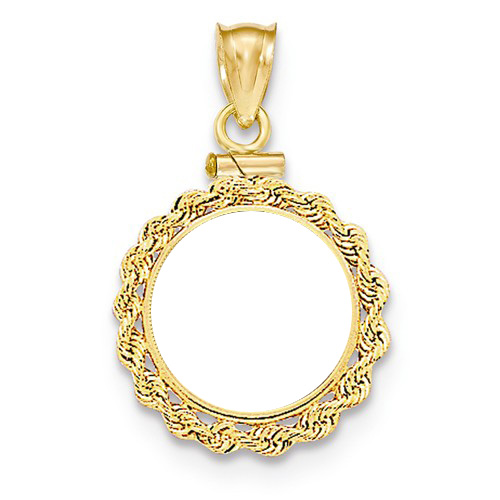 14kt Yellow Gold Rope Screw Top Bezel for One Dollar US Coin