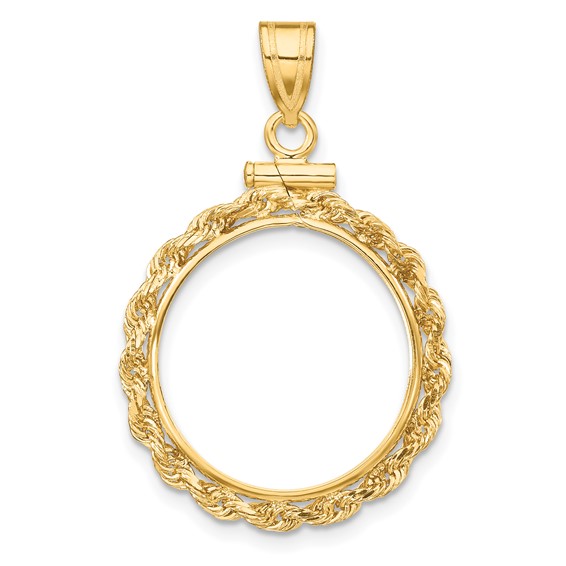 14k Yellow Gold Rope Screw Top Bezel for Old $2.50 US Coin