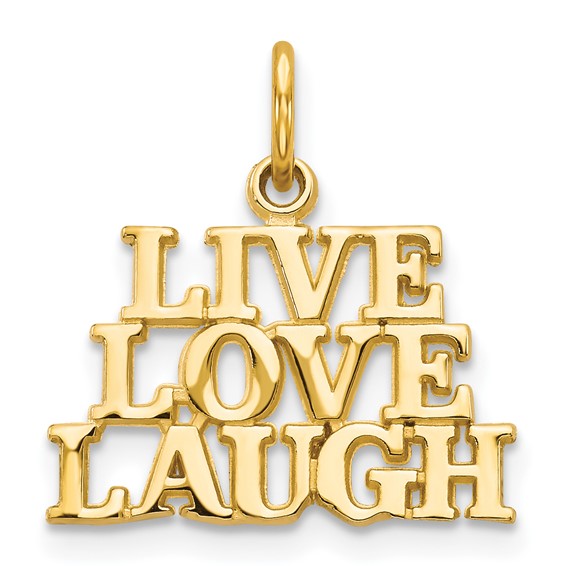 14kt Yellow Gold 1/2in Live Love Laugh Charm