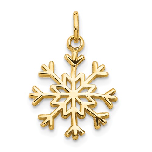 14k Yellow Gold Snowflake Pendant 1/2in