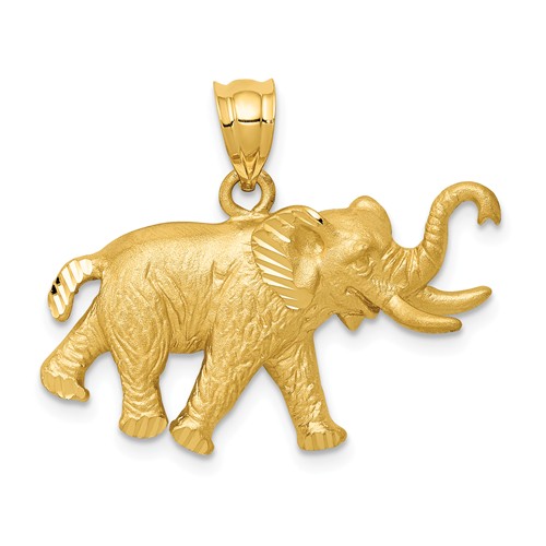 14k Yellow Gold Walking Elephant Pendant