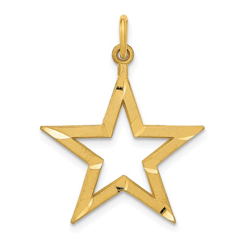 14k Yellow Gold Cut-out Star Pendant 3/4in