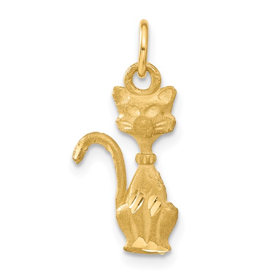 14kt Yellow Gold 3/4in Tom Cat Pendant with Satin Finish