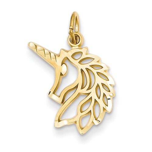 Unicorn Head Pendant 5/8in 14k Yellow Gold