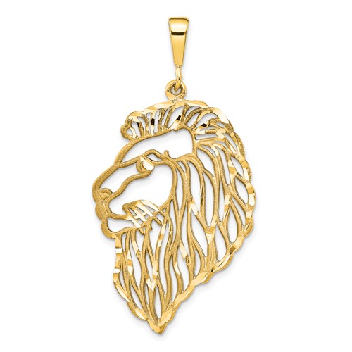 14k Yellow Gold Filigree Lion Pendant 1 1/2in