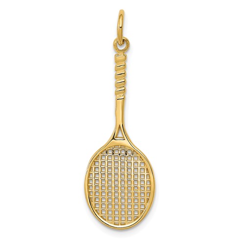 14k Yellow Gold Tennis Racquet Pendant 1 1/4in