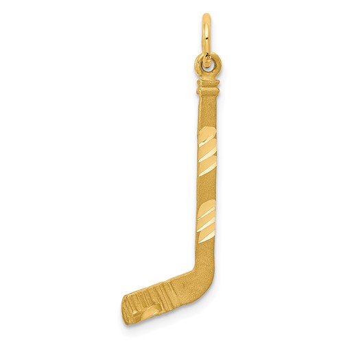 14k Yellow Gold Diamond-cut Hockey Stick Pendant 1in