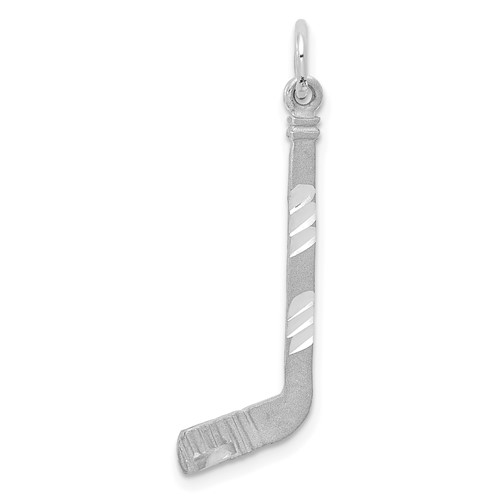 14k White Gold Diamond-cut Hockey Stick Pendant 1in