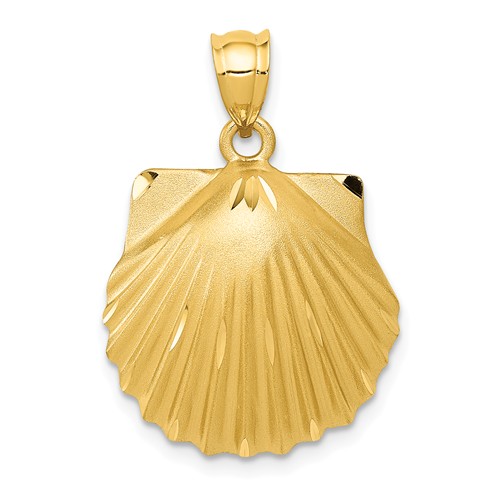 14k Yellow Gold Seashell Pendant with Polished Finish 3/4in