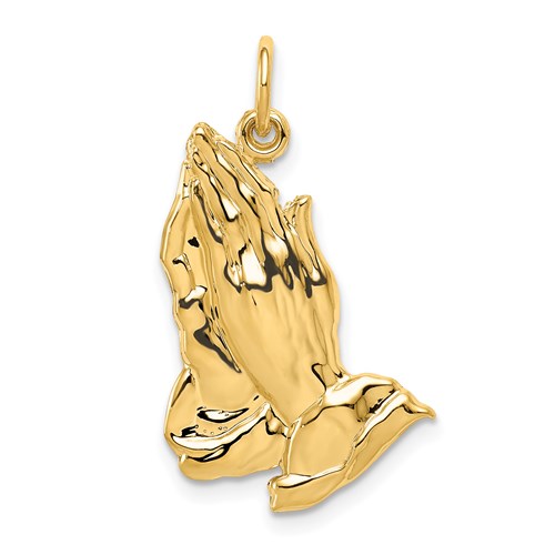 14kt Yellow Gold 3/4in Praying Hands Pendant