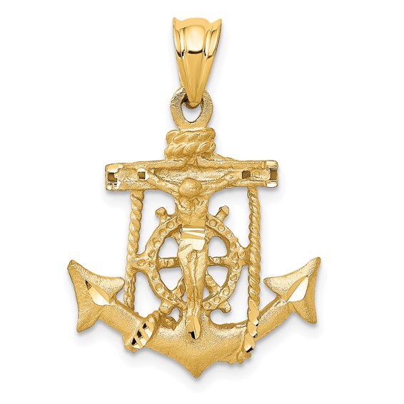 14kt Yellow Gold 3/4in Mariners Cross Pendant