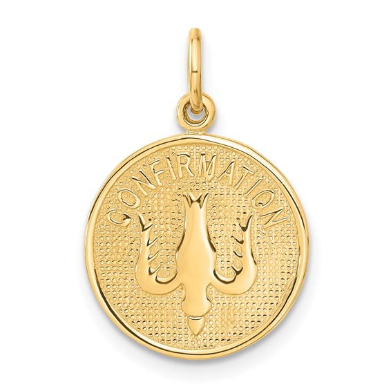 14k Yellow Gold Confirmation with Dove Medal Charm 9/16in