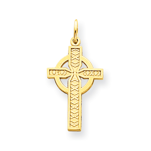 14k Yellow Gold Celtic Cross Pendant 15/16in