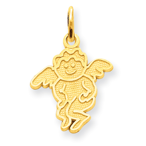 14k Yellow Gold 1/2in Angel Charm