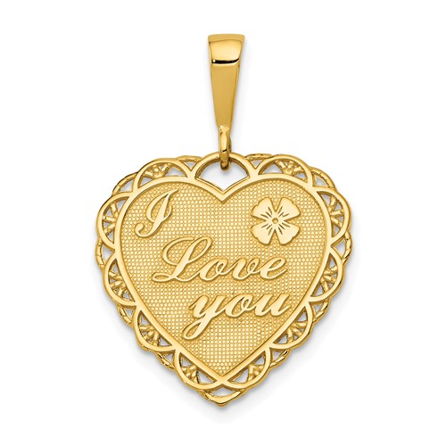 14k Yellow Gold I Know In My Heart Pendant 3/4in 