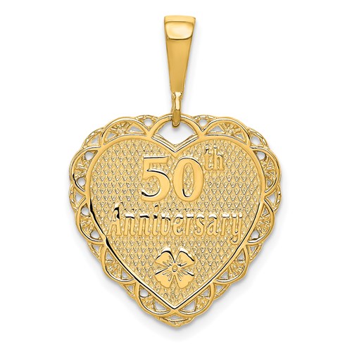14kt Yellow Gold 3/4in 50th Anniversary Heart Pendant
