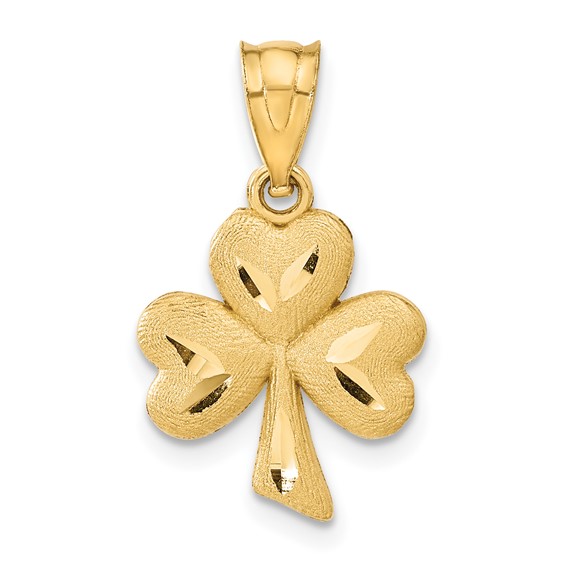 14kt Yellow Gold 5/8in Shamrock Pendant