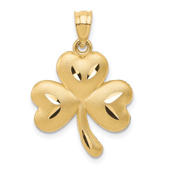14kt Yellow Gold 3/4in Shamrock Pendant