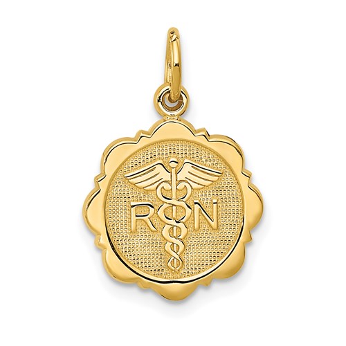14kt Yellow Gold 1/2in Registered Nurse Disc Charm
