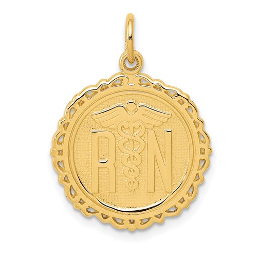 14kt Yellow Gold 3/4in Registered Nurse Fancy Charm