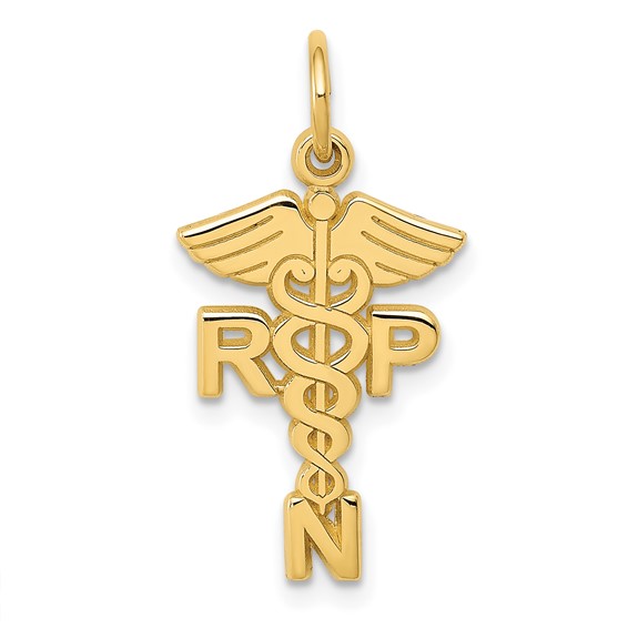 14kt Yellow Gold 3/4in Registered Nurse Practitioner  Charm