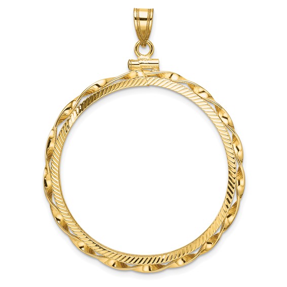 14k Yellow Gold Hand Twisted Ribbon and Diamond-cut Coin Bezel for $20 Eagle US Coin