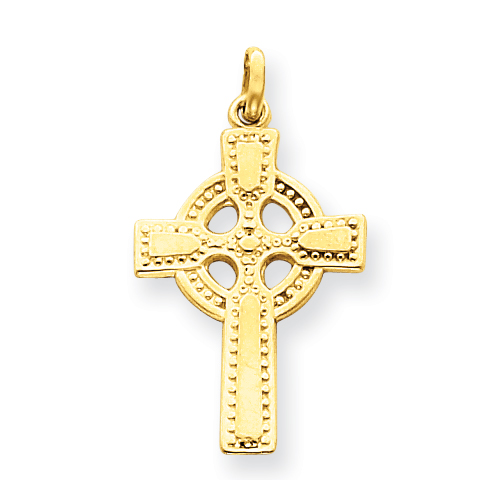 14kt Yellow Gold 1 1/16in Beaded Celtic Cross
