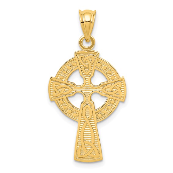 14kt Yellow Gold 1in Celtic Cross Pendant