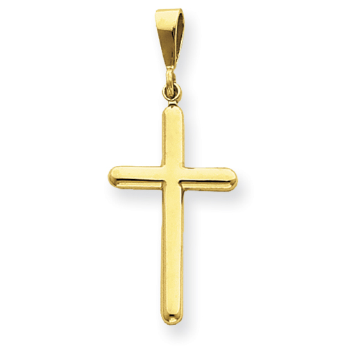 14k Yellow Gold Rounded Cross Pendant 1 1/8in