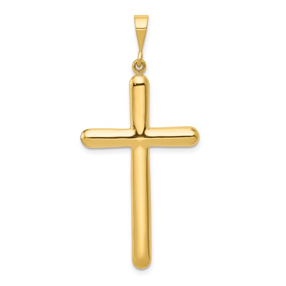 14k Yellow Gold Rounded Latin Cross Pendant 1 1/2in