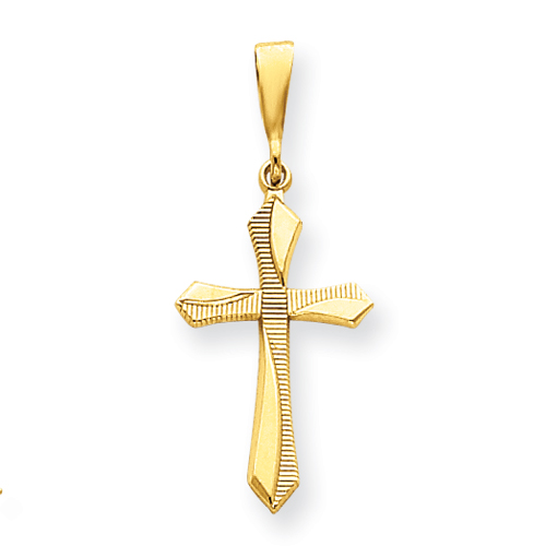 14kt Yellow Gold 1in Textured Passion Cross