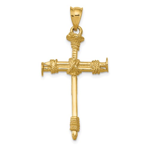 14kt Yellow Gold 1 1/4in Polished Nail Cross