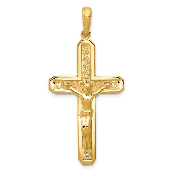 14k Yellow Gold Latin Crucifix Pendant 1 3/8in