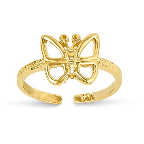 Butterfly Toe Ring 14k Yellow Gold